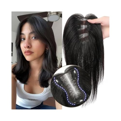 Peloes de Mujer Haaraufsätze for Frauen, 25,4 cm, echtes Echthaar, 360°-Haaraufsatz mit vollständiger Abdeckung von oben, mit Schweizer Spitzenbasis, natürlicher Haaransatz, glatte Echthaarteile Haarv von xiuling4568