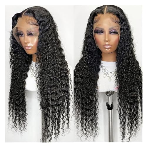 Perücken Lockige Echthaar-Perücke, 13 x 4 HD-Spitze-Frontal-Perücke mit Babyhaar, 14–40 Zoll, brasilianisches Remy-Haar, tiefe Wellen, Lace-Front-Perücken for Frauen Spitzeperücke(13X4 frontal wig 150 von xiuling4568