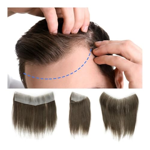 Toupet für Männer Toupet for die Stirn von Männern mit Haaransatz, Echthaar, Haarteile for Männer, dünne Haut, PU-Basis, unsichtbarer Haaransatz, Haareinheiten 2,5 x 16 cm, Kapillarprothese for Männer von xiuling4568