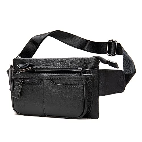 XIXIDIAN Herren-Gürteltasche aus echtem Leder, Gürteltasche mit 6 Reißverschlüssen, Gürteltasche mit verstellbarem Gürtel (Farbe: C, Größe: 24 x 13,8 cm) von xixidian
