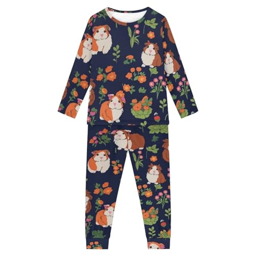 xixirimido 3–16 Jahre Pyjama-Set, Rundhalsausschnitt, langärmelig, Schlafanzug, Hemd und Hose, 2-teilig, Meerschweinchen, 11-12 Years von xixirimido