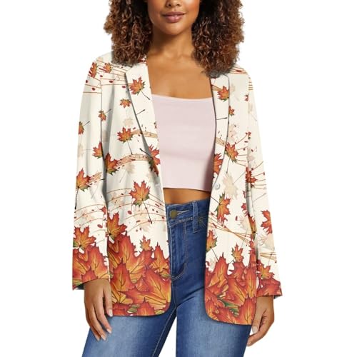 xixirimido Damen Blazer mit Taschen Ein-Knopf Langarm Regular Fit Büro Arbeitsjacke Küsten, Maple Music, 48 xixirimido Damen Blazer mit Taschen Ein-Knopf Langarm Regular Fit Büro Arbeitsjacke Küsten, Maple Music, 48 von xixirimido