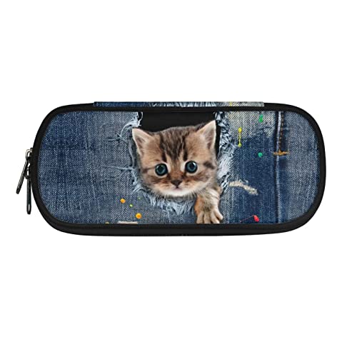 xixirimido Federmäppchen für Kinder, mit Reißverschluss-Stifthalter-Tasche, Katze, niedlich, Einheitsgröße, Taschen-Organizer von xixirimido