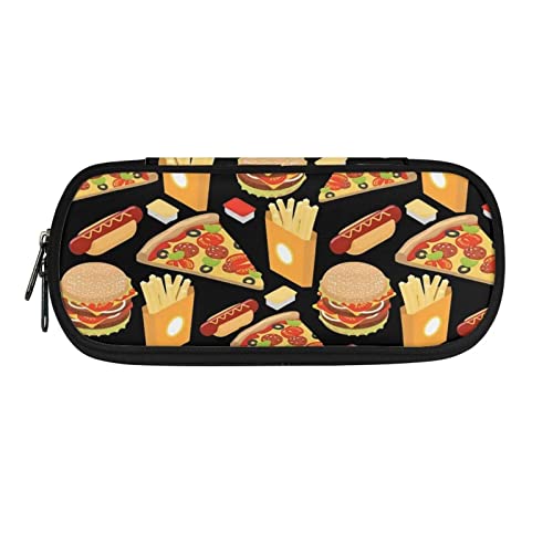 xixirimido Großes Federmäppchen mit Reißverschlussfach, Stifthaltertasche, Hamburger Pizza, Einheitsgröße, Taschen-Organizer von xixirimido