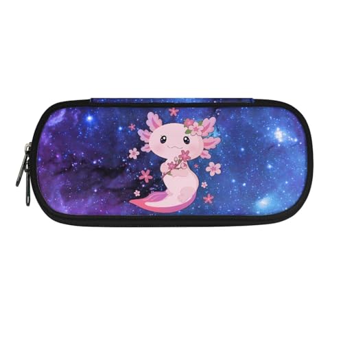 xixirimido Kinder-Federmäppchen mit Reißverschluss, Stifthalter, Axolotl Galaxy, Einheitsgröße, Taschen-Organizer von xixirimido