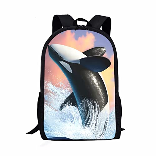 xixirimido Kinder Schulrucksack Tasche Schulterrucksack für Jungen Mädchen, Delfin, Einheitsgröße, Lässiger Tagesrucksack von xixirimido