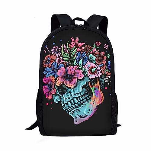 xixirimido Kinder-Schulrucksack für Jungen und Mädchen, Schulterrucksack, Tagesrucksack, totenkopf, Einheitsgröße, Lässiger Tagesrucksack von xixirimido