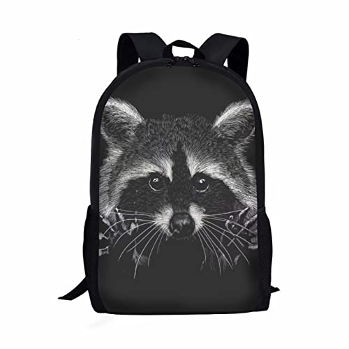 xixirimido Kinder-Schultasche, Schultertasche, Büchertasche, Rucksack für Jungen und Mädchen, Waschbär, Einheitsgröße, Lässiger Tagesrucksack von xixirimido