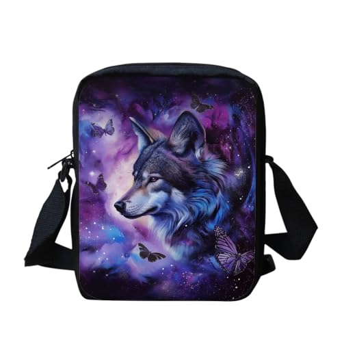 xixirimido Kleine Umhängetasche, Handytasche, Kuriertasche für Damen und Mädchen, Galaxy Wolf Butterfly, Einheitsgröße von xixirimido