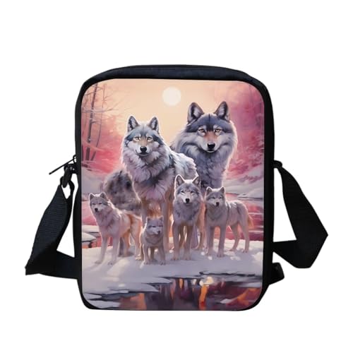 xixirimido Mini-Umhängetasche, Kuriertasche, Handtasche, Family Wolf, Einheitsgröße von xixirimido