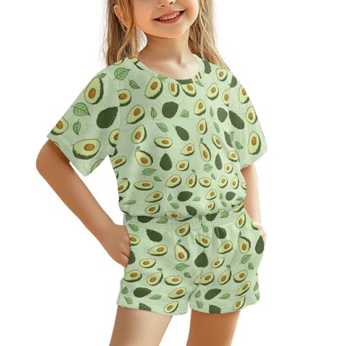 xixirimido Schlafanzug für Mädchen, Nachtwäsche, Kleinkindkleidung, Kinder-Nachtwäsche, Kinder-PJs-Set, Outfit, Grüner Avocado, 13-14 Years von xixirimido
