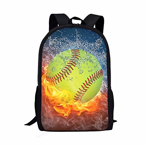 xixirimido Schulrucksack für Kinder, Jungen, Mädchen, Büchertasche, Schultertasche, Tagesrucksack, Softball für Wasserfeuer, Einheitsgröße, Lässiger Tagesrucksack von xixirimido