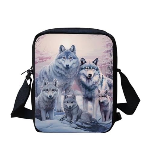 xixirimido Umhängetasche für Damen und Herren, kleine Schultertasche, Kuriertasche, Wolf Familie, Einheitsgröße von xixirimido