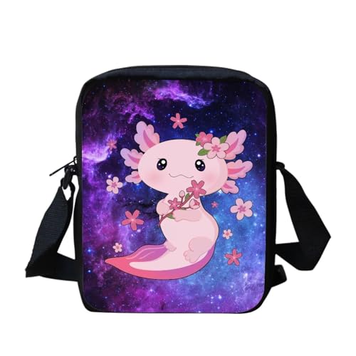 xixirimido Umhängetasche für Damen und Mädchen, kleine Kuriertasche, Galaxy Axolotl, Einheitsgröße von xixirimido