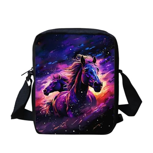 xixirimido Umhängetasche für Damen und Mädchen, kleine Kuriertasche, Galaxy Horse, Einheitsgröße von xixirimido