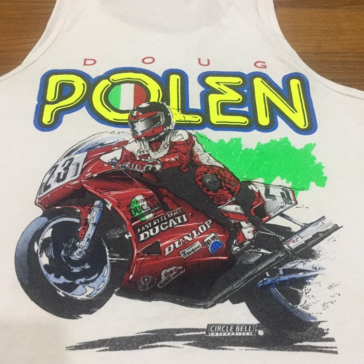 Vintage 90Er Jahre Doug Polen Superbike Wm Ama Ducati Ärmelloses T-Shirt Mittlerer Größe von xlrepublikan
