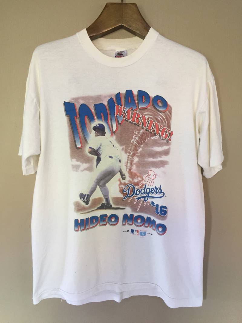 Vintage Hideo Nomo Tornado Warnung # 16 Los Angeles Dodgers Mlb Baseball-T-Shirt Xl-Größe von xlrepublikan