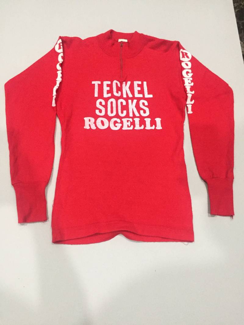 Vintage Radtrikot Teckel Socken Rogelli Rot Made in Italy von xlrepublikan