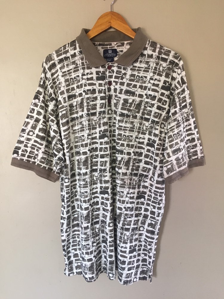 Vintages Handg Gegebenchy Golf Golfer Allover Print Polo-Shirt Große Größe von xlrepublikan