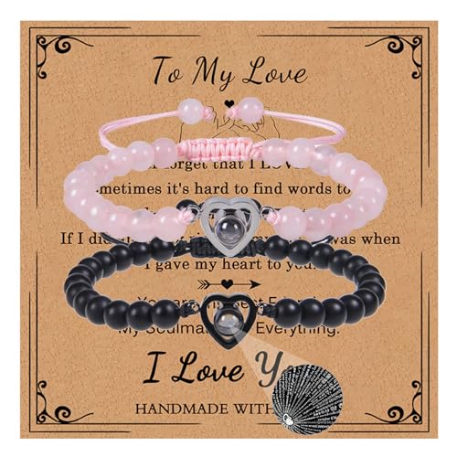xlwen Personalisiertes Projektions Armband,1 Paar,mit Ich liebe dich in 100 Sprachen,Projektion armband in 100 Sprachen, mit Ich liebe dich Projektion Armband im Stein,couple 、partner armbänder von xlwen