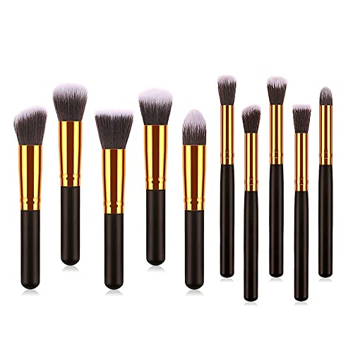 DSHGDJF 10 STÜCKE Kompletter Satz tragbarer Make-up-Pinsel Foundation Lidschatten Make-up-Pinsel-Set Blush Professional Beauty Tools (Color : Black gold) von xnvdojt