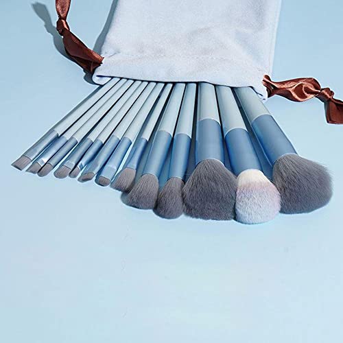 DSHGDJF 13-teiliges Set weicher, flauschiger Make-up-Pinsel for Kosmetik Foundation Blush Powder Lidschatten-Misch-Make-up-Pinsel-Werkzeuge (Color : Blue with bag) von xnvdojt