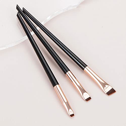 DSHGDJF Eyeliner-Pinsel Augenbrauenpinsel Tragbarer flacher feiner Eyeliner Brow Contour Make-up-Pinsel Kosmetik-Make-up-Tool 3pcs / set (Color : Black gold) von xnvdojt