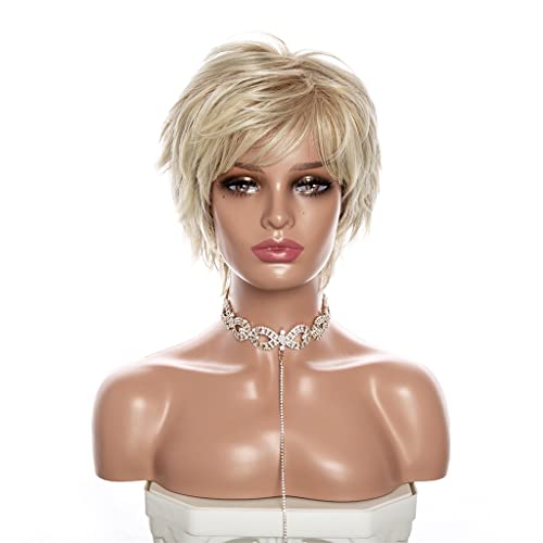 n/a Frauen Bob Perücke mit Hochtemperaturfaser synthetische kurze Perücken blonde Farbe glattes Haar Cosplay Perücke von xnvdojt