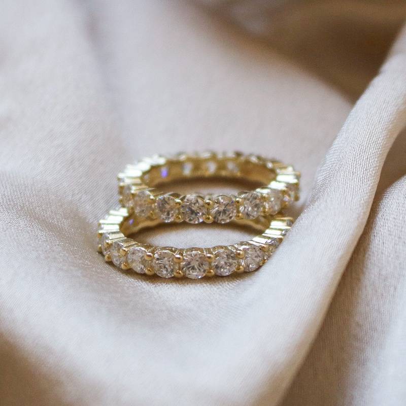 Eternity Band - 18K Gold Ring Gelbgold Vermeil Cubic Zirkonia Cz Stacking 3 Mm Cz von xohanaleico