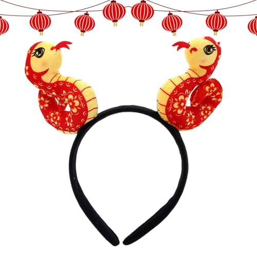2025 Jahr Der Schlange Stirnband Cartoon Chinesisches Schlange Kopfbedeckung Doppelkopf Schlangen Puppen Kopfschmuck Haarschmuck Haar Accessoires Für Frauen Und Mädchen, Neujahrsbedarf 25×22×3 Cm von xowwyue