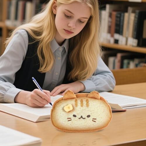 xowwyue Katzen Federmäppchen Toast Design - Plüsch Federmäppchen Niedlich | Organizer Ästhetische Tasche Für Schulranzen Kindergarten Schule Kinder Teenager Studenten von xowwyue