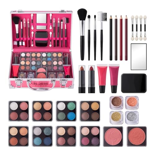 xowwyue Make-up-Koffer für Teenager, Beauty-Zug mit Anfänger-Kosmetik-Set, Lidschatten, Highlighter, Rouge-Pinsel-Set mit Make-up-Box für Frauen, Arbeiter von xowwyue