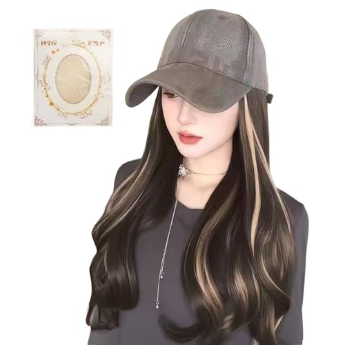 xowwyue Perücken Hüte Für Damen,Hut Mit Angehafteten Haaren Für Damen - Trendiges Haarteil Modeaccessoire Für Reisen Dates Outdoor-Aktivitäten Einkaufen Urlaub Alltag von xowwyue