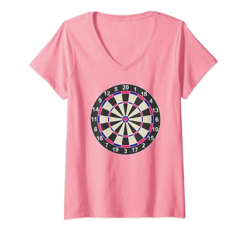 Damen Dartscheibe Dart Scheibe Motiv Dartboard Darts pink rosa T-Shirt mit V-Ausschnitt Damen Dartscheibe Dart Scheibe Motiv Dartboard Darts pink rosa T-Shirt mit V-Ausschnitt von xsylx Designs Muster