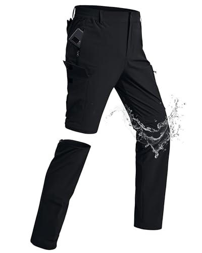 xtuwkzo Funktions Hose Manner Zip Off Winddicht Wanderhose Sommer Herren Kurz Trekkinghose SchnellTrockend Outdoorhosen Taschen Elastisch Fahrrad Hose Schwarz XXL von xtuwkzo