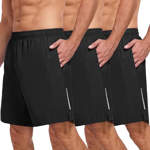xtuwkzo Sport Shorts Herren Atmungsaktive Mit Taschen Sporthosen Dry Fit Running Fitness Gym Hose Kurz Mann 3er Pack Schwarz M von xtuwkzo