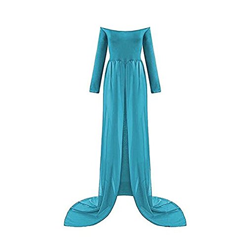 xuanran Schwangere Frauen Fotografie Stützen, Schwanger Kleid Maternity Gown Split Front Foto Shoot Kleid, Mutterschaft Fotografie Kleidung Schwangerschafts Maxikleid (Pfauen blau) von xuanran