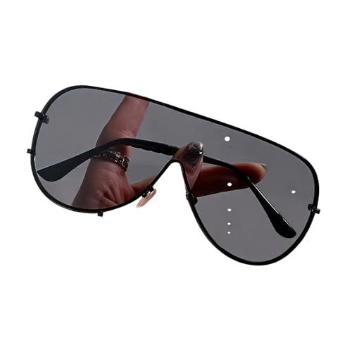 xueneige Modische ovale Oversize-Sonnenbrille für Damen im Gothic-Stil mit V-förmigen Gläsern und UV-Schutz von xueneige
