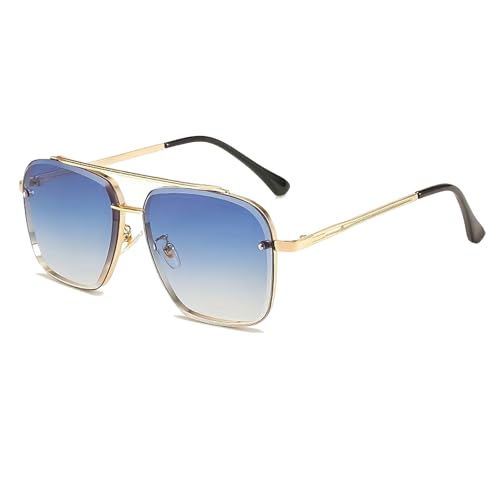 xueneige Unisex-Sonnenbrille Metallrahmen Quadratische Fassung Modische Herrenbrille mit UV400-Schutz von xueneige