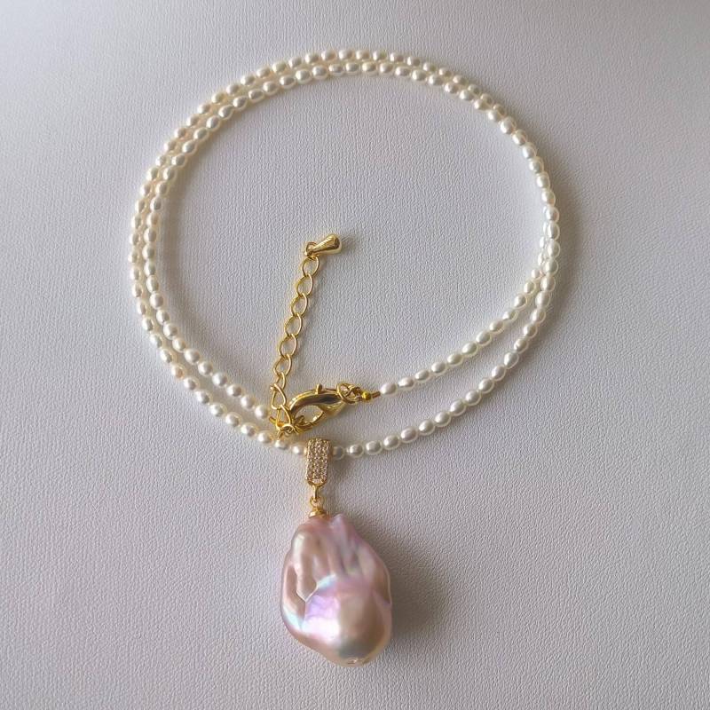 Barock Perlen Anhänger Aaa Süsswasserperle, Lavendel Akzent Barock Perlen Anhänger Aaa Süsswasserperle, Lavendel Akzent von xueyaojewelry