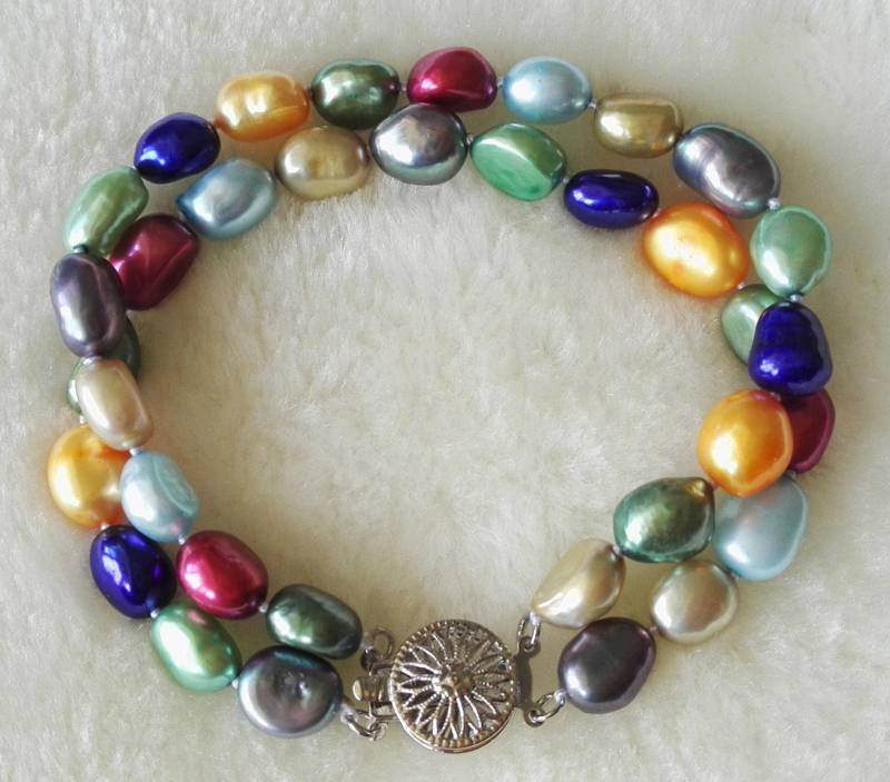 Barock Perlen Armband Zweireihig Multicolor Edelstein Barock Perlen Armband Zweireihig Multicolor Edelstein von xueyaojewelry