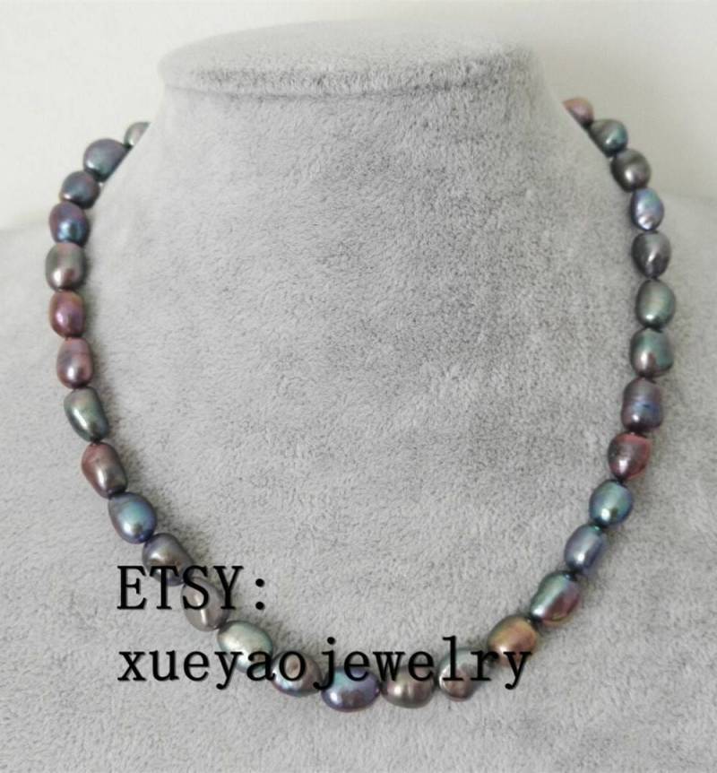 Barock Schwarz Perlen Collier Süsswasser Zuchtperle | 8-9 Mm Barock Schwarz Perlen Collier Süsswasser Zuchtperle | 8-9 Mm von xueyaojewelry
