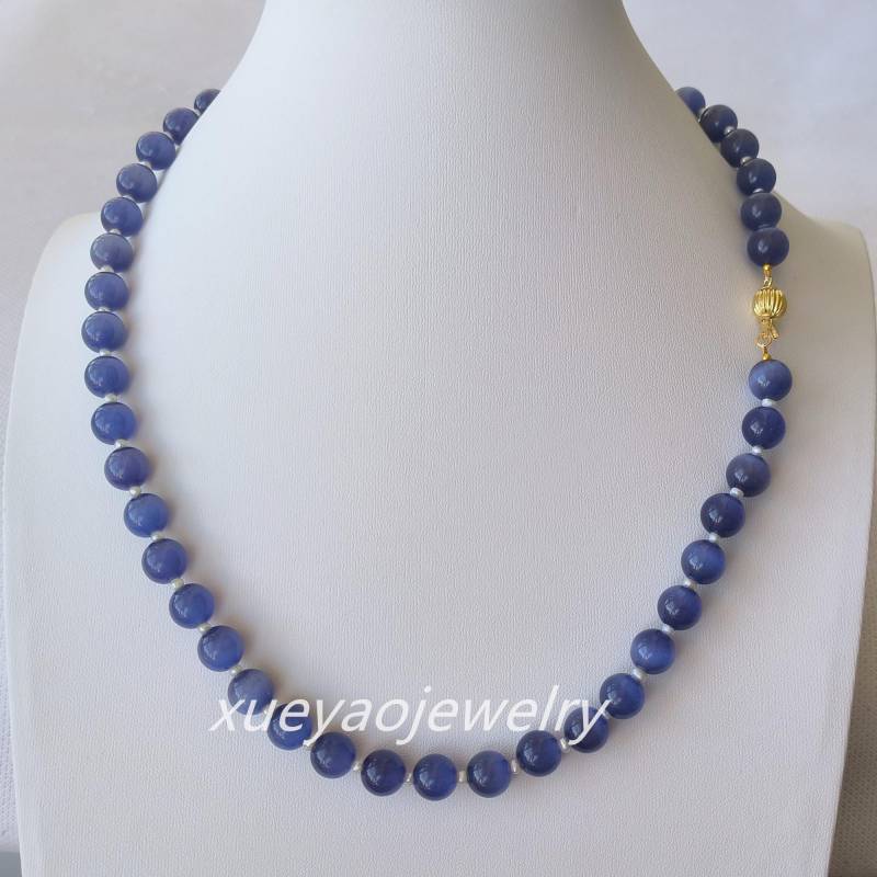 Blaubeeropal-Halskette Süßwasserperlen-Akzent, 57 cm Blaubeeropal-Halskette Süßwasserperlen-Akzent, 57 cm von xueyaojewelry