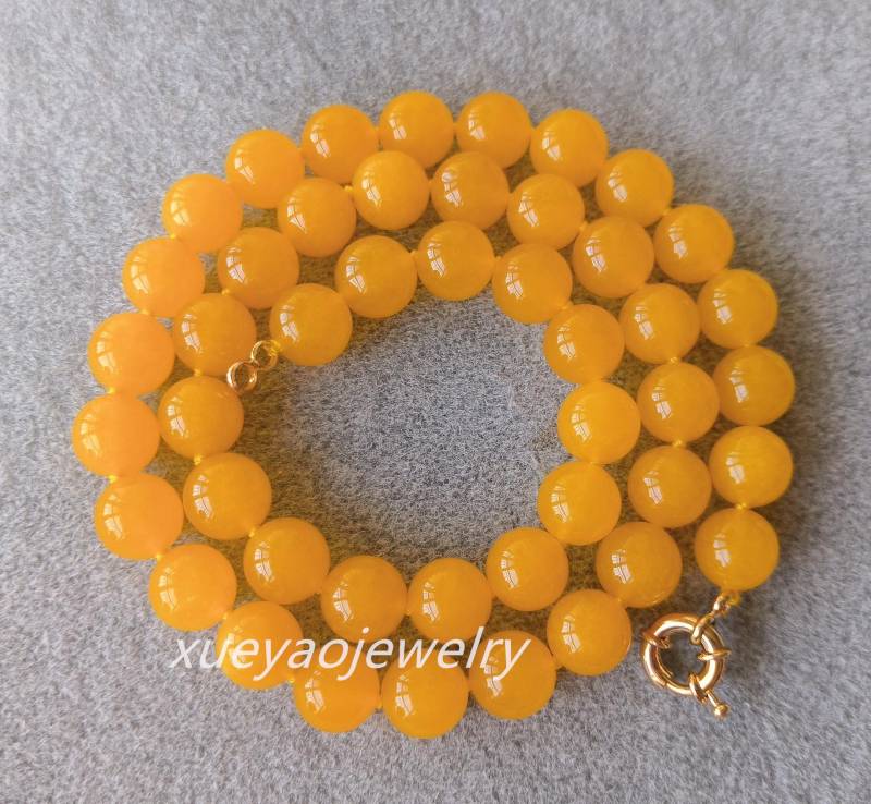 Gelbe Jade Halskette 10 Mm Perlenschmuck Gelbe Jade Halskette 10 Mm Perlenschmuck von xueyaojewelry