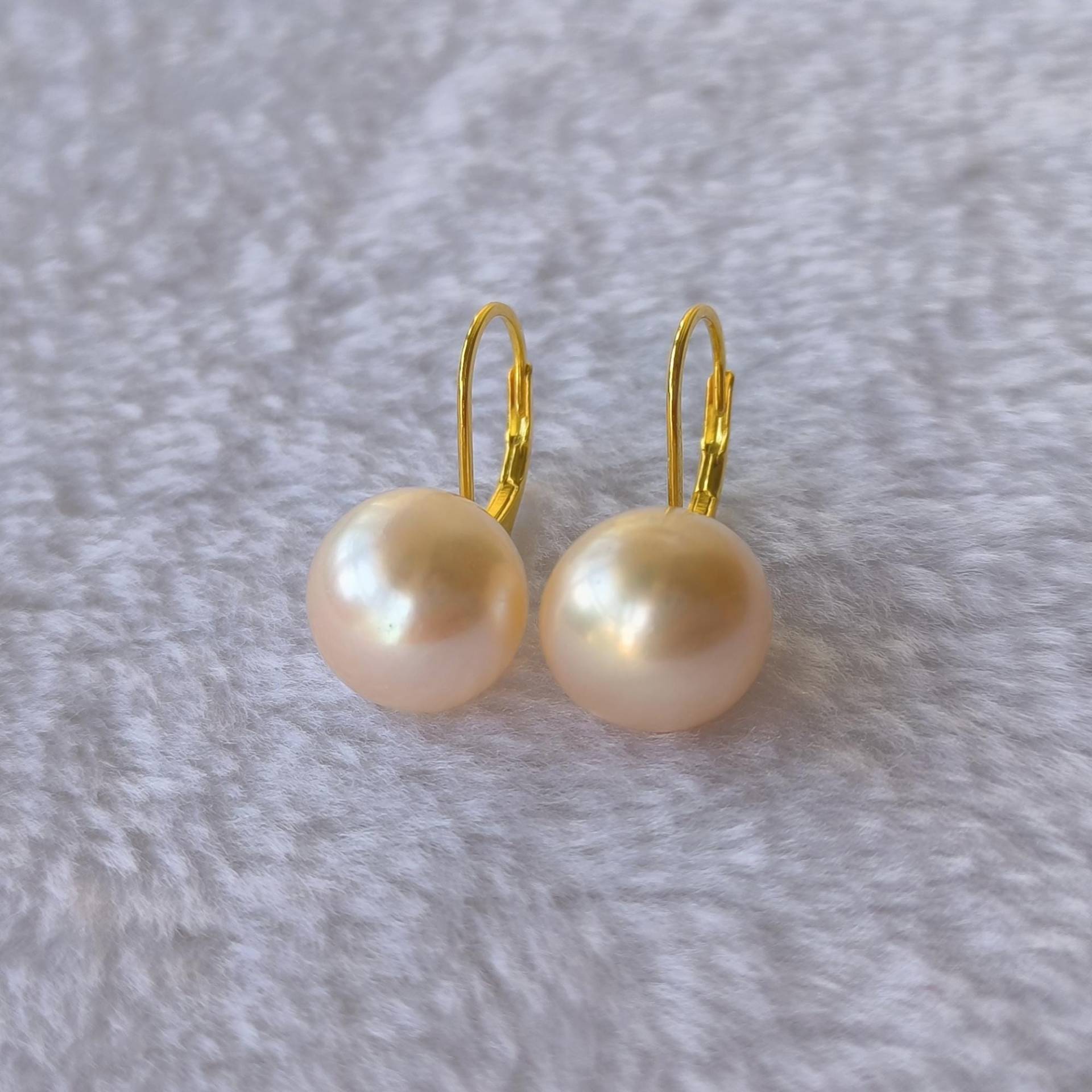 Perlenohrring-Zucht 10, 5 Mm Rosa Süßwasserperle 925 Silber Ohrringe von xueyaojewelry