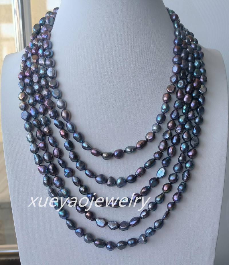Schwarze Süßwasser Barock Perle Halskette | 8-9 Mm Schwarze Süßwasser Barock Perle Halskette | 8-9 Mm von xueyaojewelry