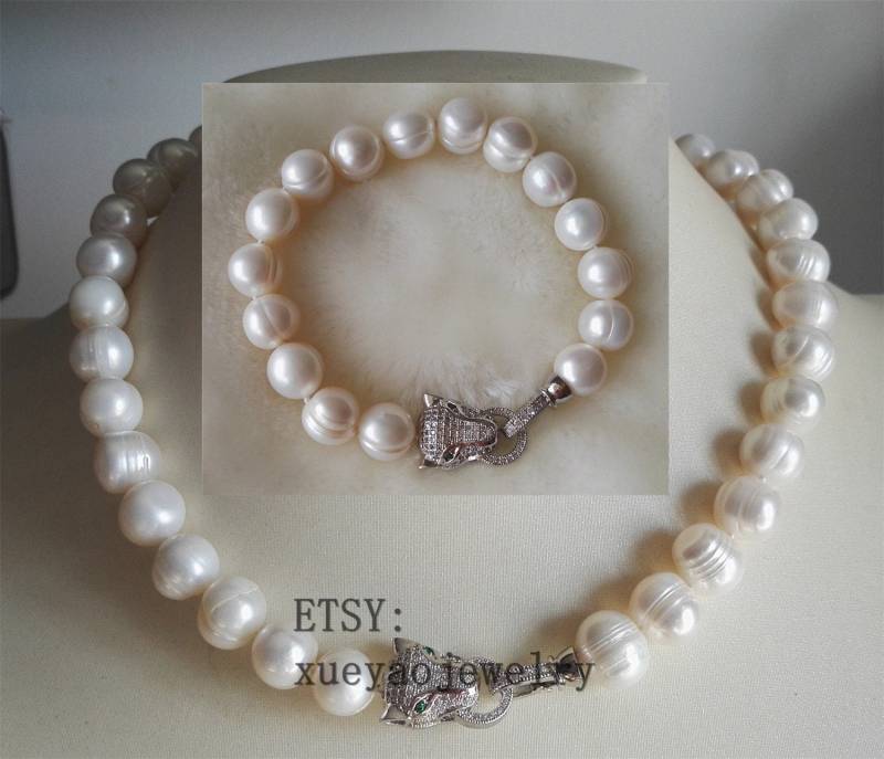 Süßwasserzuchtperlen-Armbandset Leopardenkopf-Verschluss, 11-11.5 Mm von xueyaojewelry