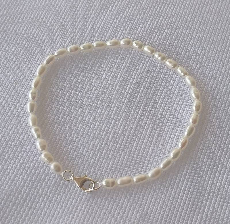 Weiße Süßwasser-Perlen-Armband Verschluss Aus 925Er Silber, 3.5 Mm von xueyaojewelry