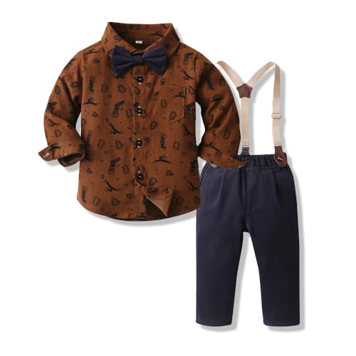 xuntao Baby Jungen Anzug Set Bekleidung Hemd mit Fliege + Hosenträger Hosen Strampler Anzug Strampler Anzug Party Outfit Weihnachtskleidung 2313 2-3 Jahre(110CM) von xuntao