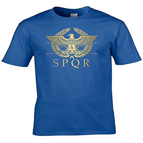 SPQR Roman Empire Metallic Gold Eagle Historical Men's T Shirt from Fatcucko Blue XXL von xushi